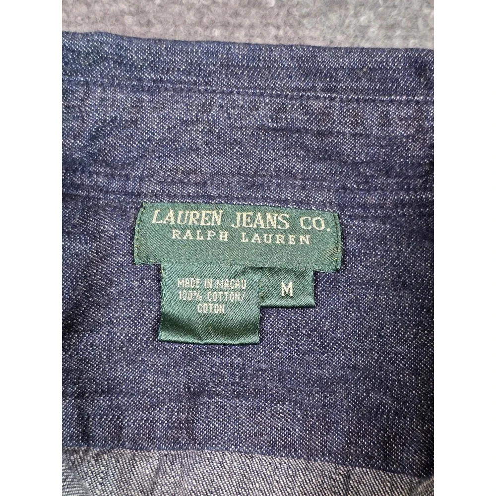 Lauren Ralph Lauren Denim Shirt Womens Medium Blue Long Sleeve Button Up Pocket - Picture 3 of 12